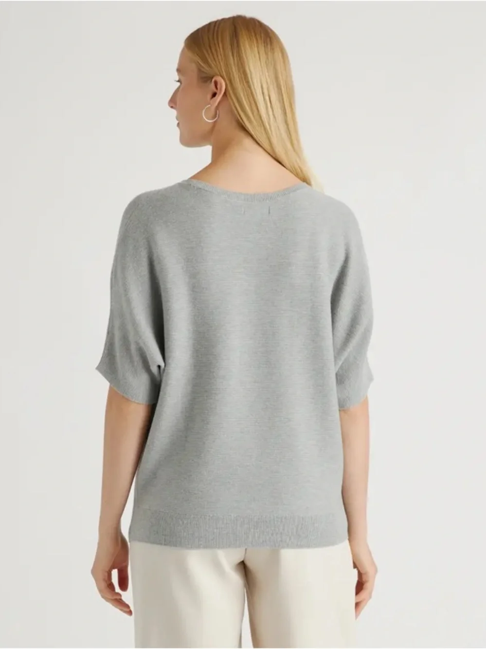 Quince Lightweight Cotton Cashmere Link-Stitch Dolman Heather Grey Sweater NWT S - Picture 3 of 16